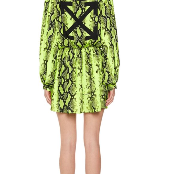 NWT Off-White  Deep V Python Mini Dress - Picture 2 of 6